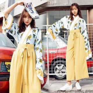 Long-sleeve Hanfu Top / Wide Leg Pants