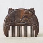 Cat Wooden Hair Comb Dark Brown - One Size