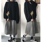 Open Back Pullover / Midi Plaid Skirt