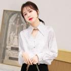 Long-sleeve Cutout Front Blouse