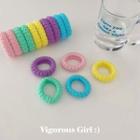 Set Of 5: Hair Tie Set Of 5 - Purple & Pink & Yellow & Green & Blue - One Size