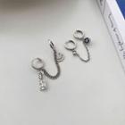 Smiley Chain Alloy Dangle Earring Eh0729 - 1 Pair - Silver - One Size