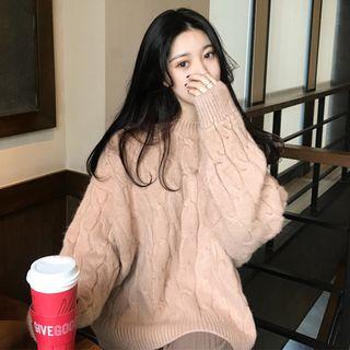 Crew Neck Cable-knit Sweater
