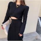 Cable Knit Sweater / Maxi Pencil Skirt