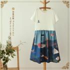 Short-sleeve Embroidered Printed Dress