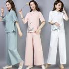 Traditional Chinese Set: Linen Top + Pants