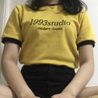 Short-sleeve Numbering Ringer T-shirt Yellow - One Size