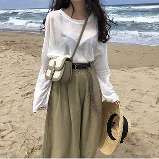 Long-sleeve T-shirt / Wide-leg Cropped Pants