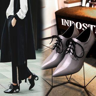 Genuine Leather Heeled Oxfords