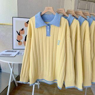 Polo Shirt Sweater Cream Yellow - One Size