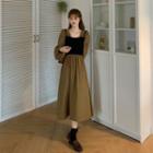 Square-neck Panel A-line Dress