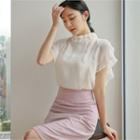 Frill-trim Layered-sleeve Chiffon Top