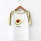 Raglan Avocado Print Short-sleeve T-shirt Green - One Size