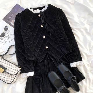 Velvet Button-up Jacket / Skirt