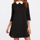 Faux Pearl Collar Elbow-sleeve A-line Dress