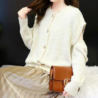 Detachable Sleeve Plain Cardigan