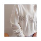 Long-sleeve Round-neck Sequined T-shirt