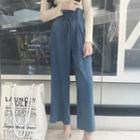 Lace-up High-waist Wide-leg Pants