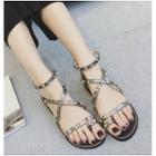 Cross-strap Studded Flat Sandals