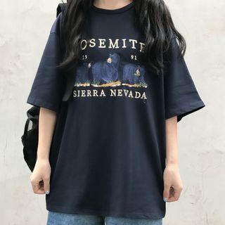 Short-sleeve Embroidered Bear T-shirt