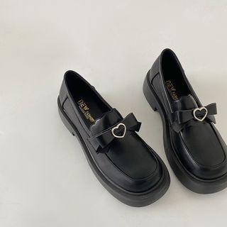 Heart Buckled Bow Loafers
