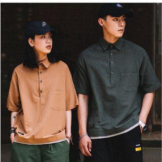 Couple Matching Pocket-detail Short-sleeve Polo Shirt
