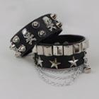 Set Of 2: Faux Leather Studded Hand Cuff