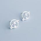 Planet Rhinestone Sterling Silver Earring 1 Pair - Silver - One Size