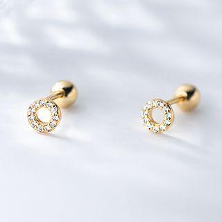 Hoop Rhinestone Sterling Silver Earring