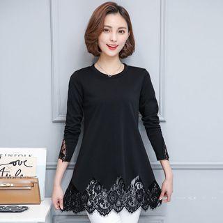 Lace Hem Long Sleeve Tunic
