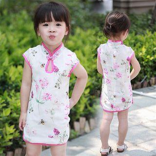 Short-sleeve Chiffon Printed Sheath Dress