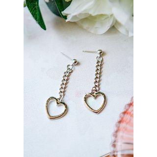 Heart-dangle Chain Earrings
