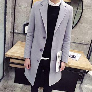 Notch Lapel Long Woolen Coat