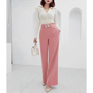 Chain-accent Wide Dress Pants