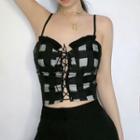 Gingham Lace-up Camisole Top