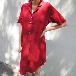 Half-placket Round-hem Shirtdress