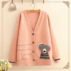 Cartoon Embroidered Knit Cardigan