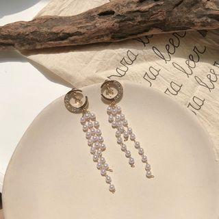 Faux-pearl Fringed Earring / Clip-on Earring