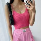 Reversible Sleeveless Lace-up Knit Crop Top