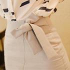 Tie-waist Asymmetric-hem Skirt