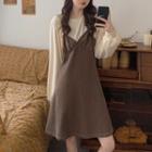 V-neck Color Panel Maxi Skirt