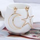 Alloy Non-matching Moon & Star Dangle Earring