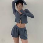Long-sleeve Contrast Trim T-shirt / Shorts / Set