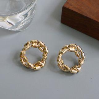 Round Metal Alloy Ear Stud 1 Pair - As Shown In Figure - One Size