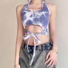 Sleeveless Tie-dyed Cropped Halter Top