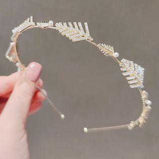 Leaf Rhinestone Headband Ly1422 - Gold - One Size