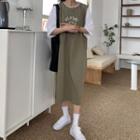 Mock Two Piece Print Short Sleeve T-shirt Dress