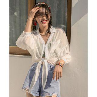 Long-sleeve Chiffon Light Jacket As Shown In Figure - One Size