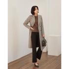 Peaked-lapel Long Checked Jacket