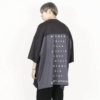 Lettering Mesh-panel Oversized T-shirt